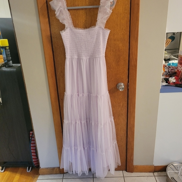 Lavender Tulle Maxi Dress Size L | Wedding Guest • Romantic • Audrey Park - Picture 4 of 8